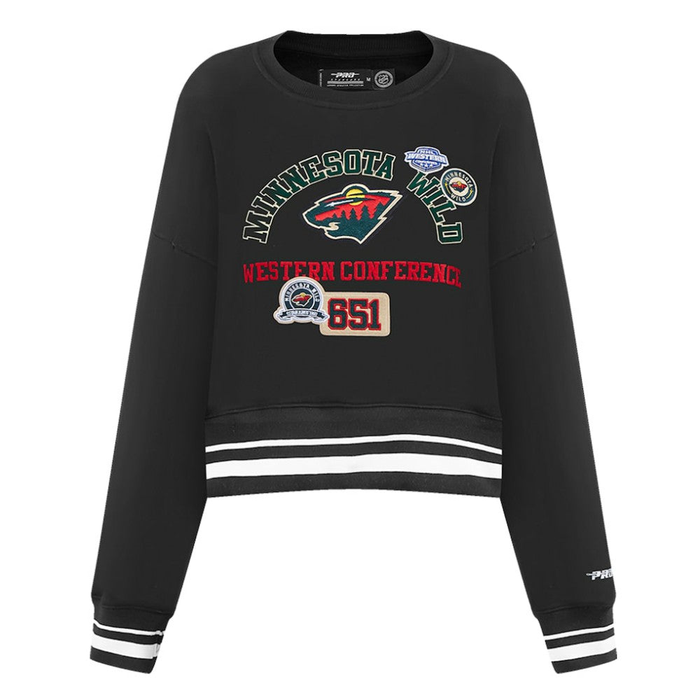 Minnesota Wild - Pro Standard Women's Area Code Cropped Pullover Sweatshirt Black