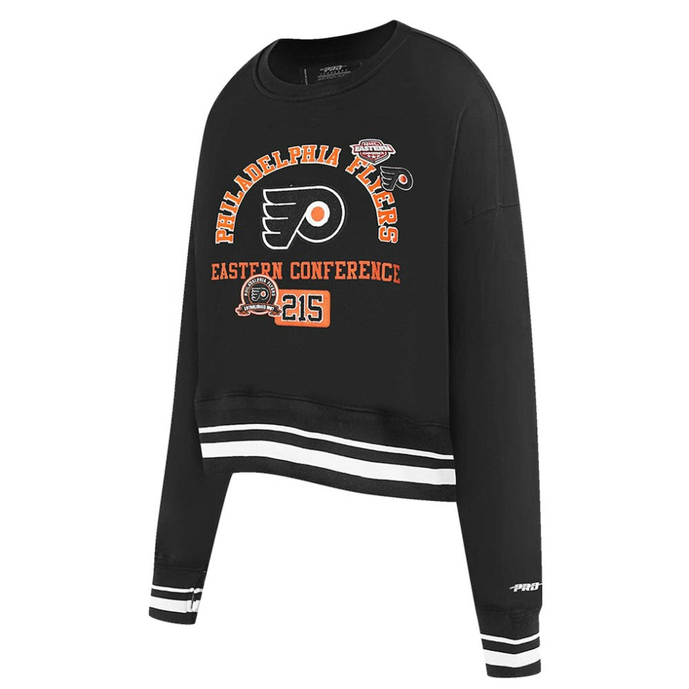 Philadelphia Flyers - Pro Standard Women's Area Code Cropped Pullover Sweatshirt Black