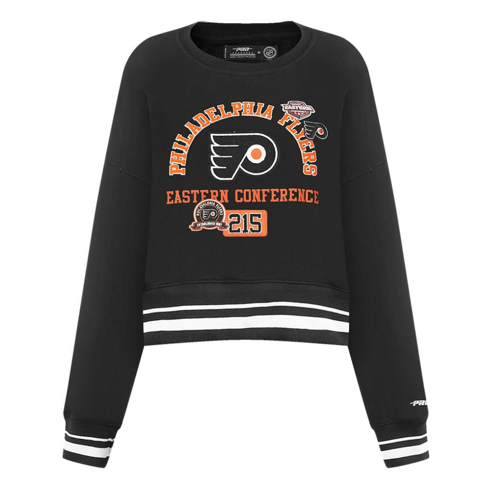 Philadelphia Flyers - Pro Standard Women's Area Code Cropped Pullover Sweatshirt Black