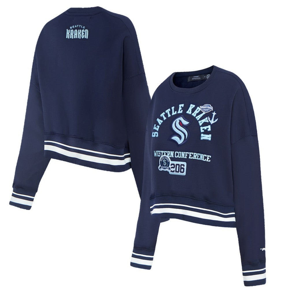 Seattle Kraken Pro Standard Women's Area Code Cropped Pullover Sweatshirt Deep Sea Blue