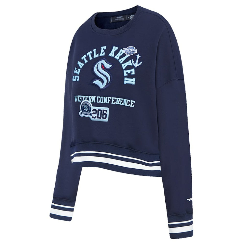 Seattle Kraken Pro Standard Women's Area Code Cropped Pullover Sweatshirt Deep Sea Blue