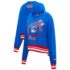 New York Rangers Pro Standard Women's Area Code Cropped Pullover Sweatshirt Blue