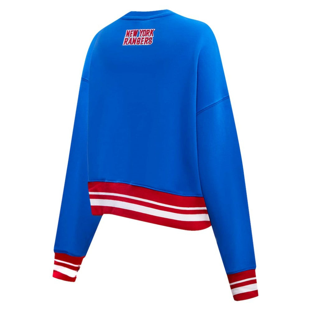 New York Rangers Pro Standard Women's Area Code Cropped Pullover Sweatshirt Blue