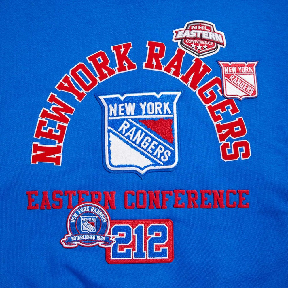 New York Rangers Pro Standard Women's Area Code Cropped Pullover Sweatshirt Blue