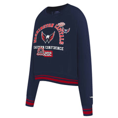 Washington Capitals Pro Standard Women's Area Code Cropped Pullover Sweatshirt Navy