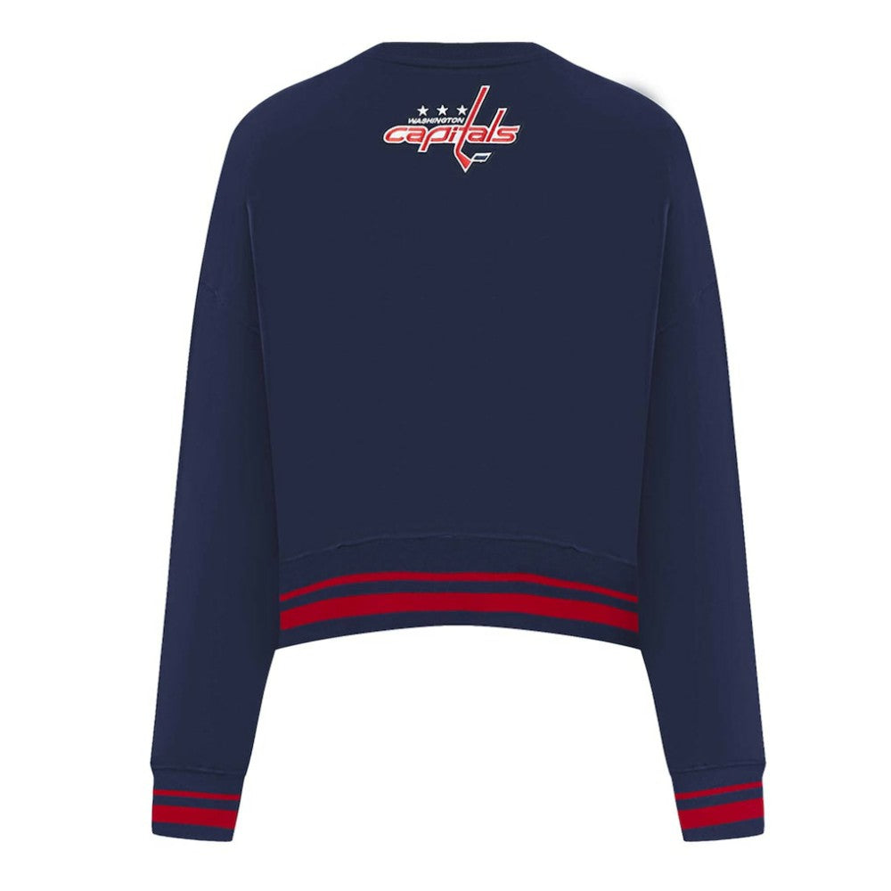 Washington Capitals Pro Standard Women's Area Code Cropped Pullover Sweatshirt Navy