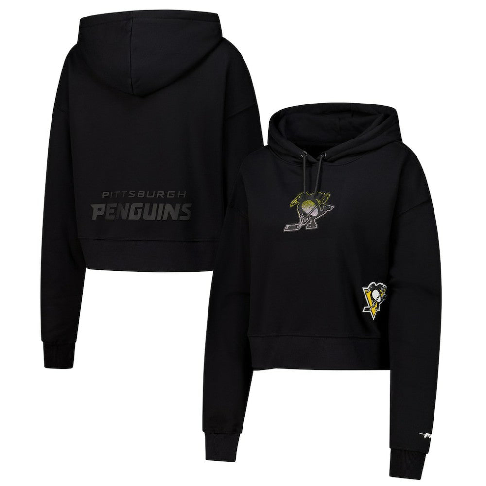 Pittsburgh Penguins Pro Standard Women's Jewels Cropped Pullover Hoodie Black
