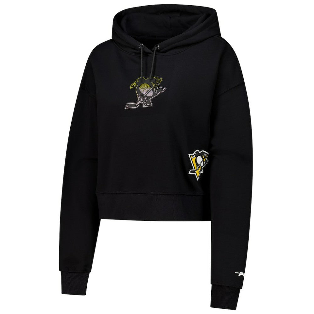 Pittsburgh Penguins Pro Standard Women's Jewels Cropped Pullover Hoodie Black