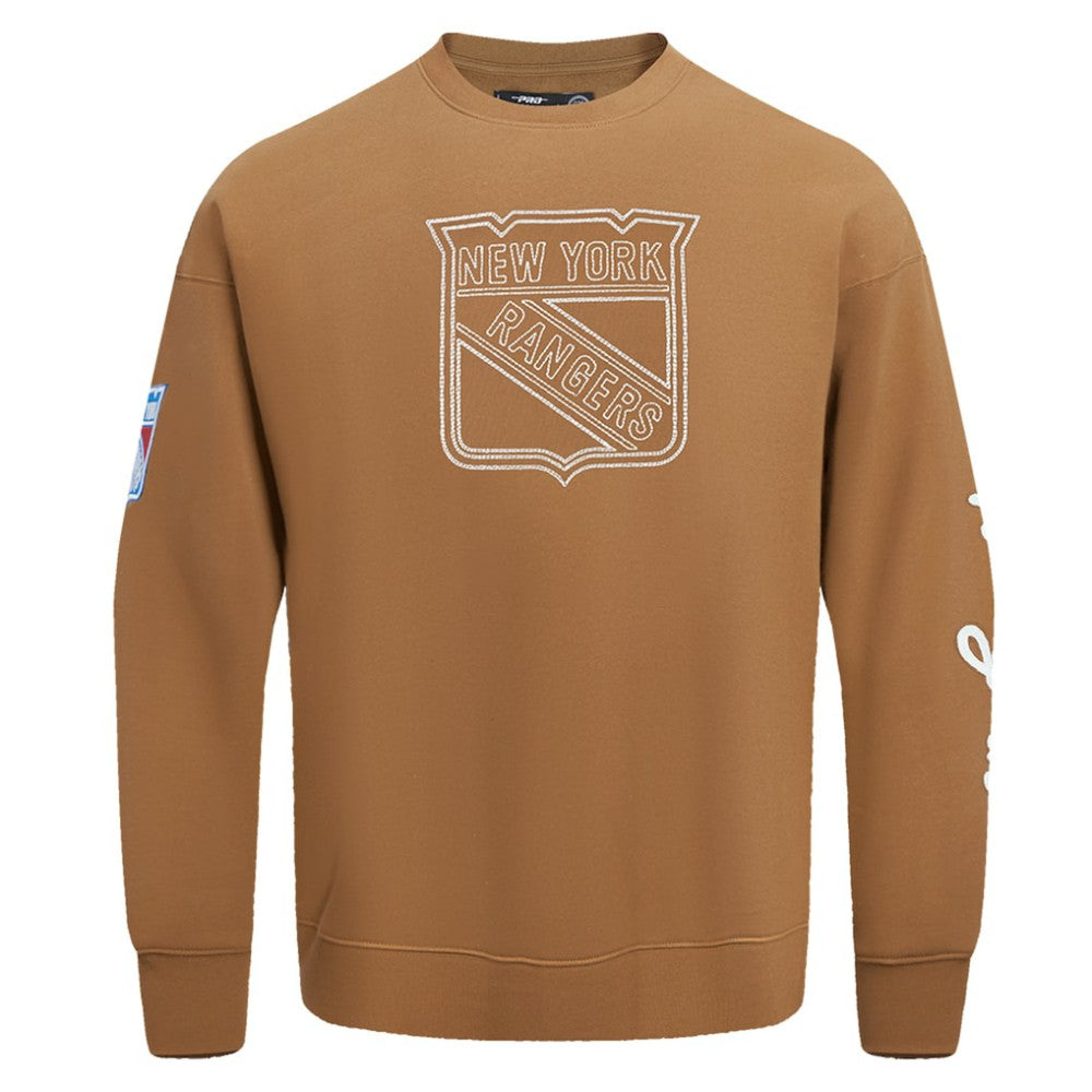 New York Rangers Pro Standard Paint the City Pullover Sweatshirt Brown