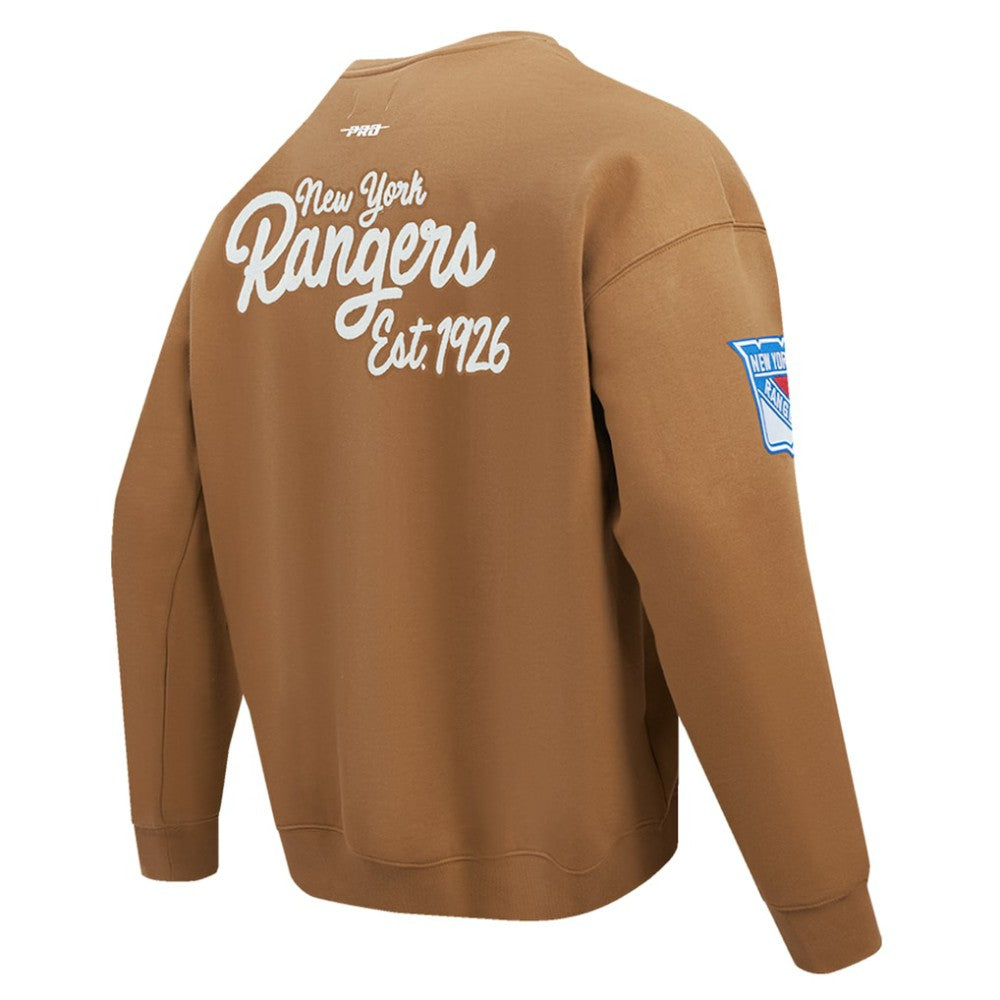 New York Rangers Pro Standard Paint the City Pullover Sweatshirt Brown
