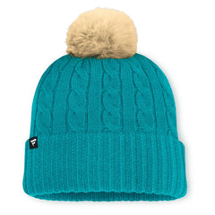 Miami Dolphins Women's Cable Knit Cuffed Hat with Pom Aqua - Fanatics