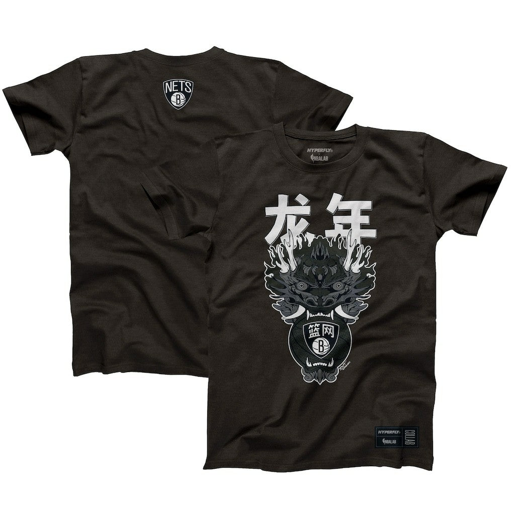 NBA - Brooklyn Nets Hyperfly Unisex Year of the Dragon Lunar New Year Collection T-Shirt - Heather Black
