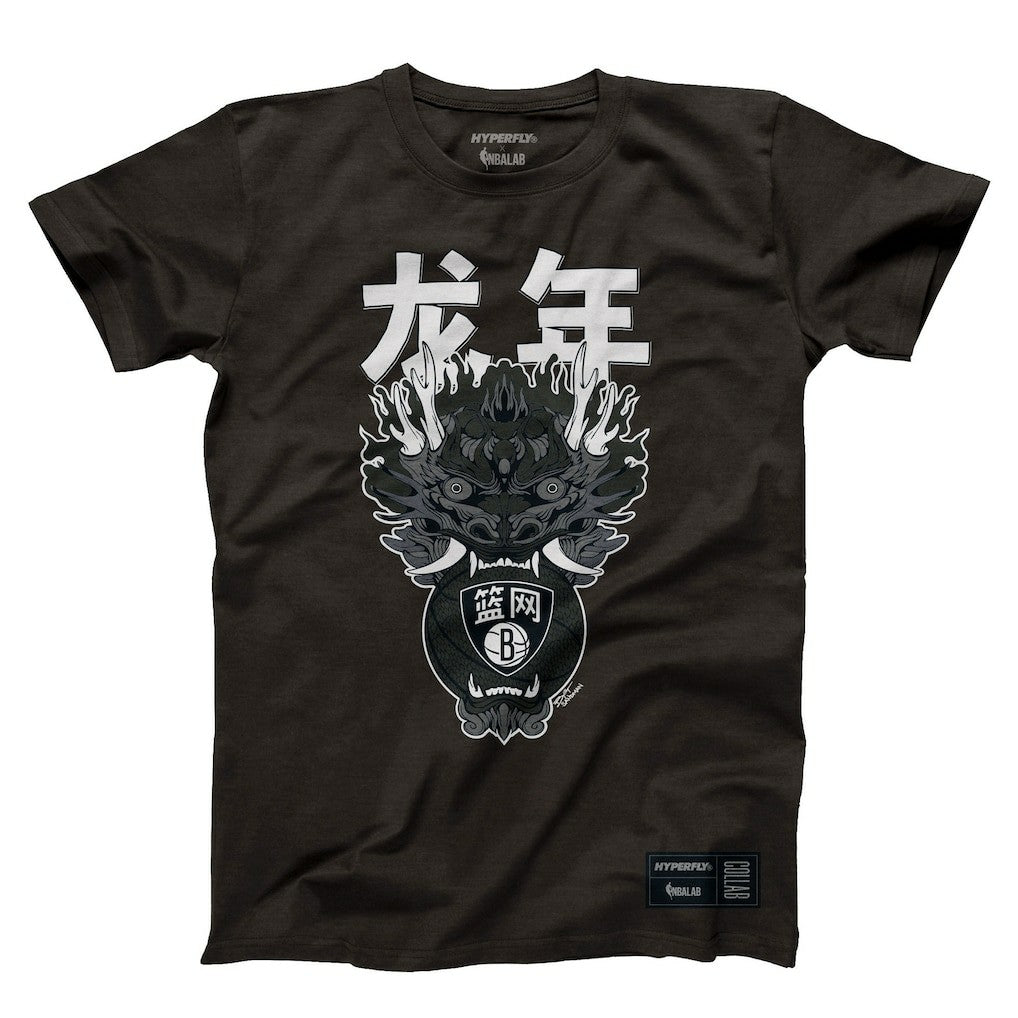 NBA - Brooklyn Nets Hyperfly Unisex Year of the Dragon Lunar New Year Collection T-Shirt - Heather Black