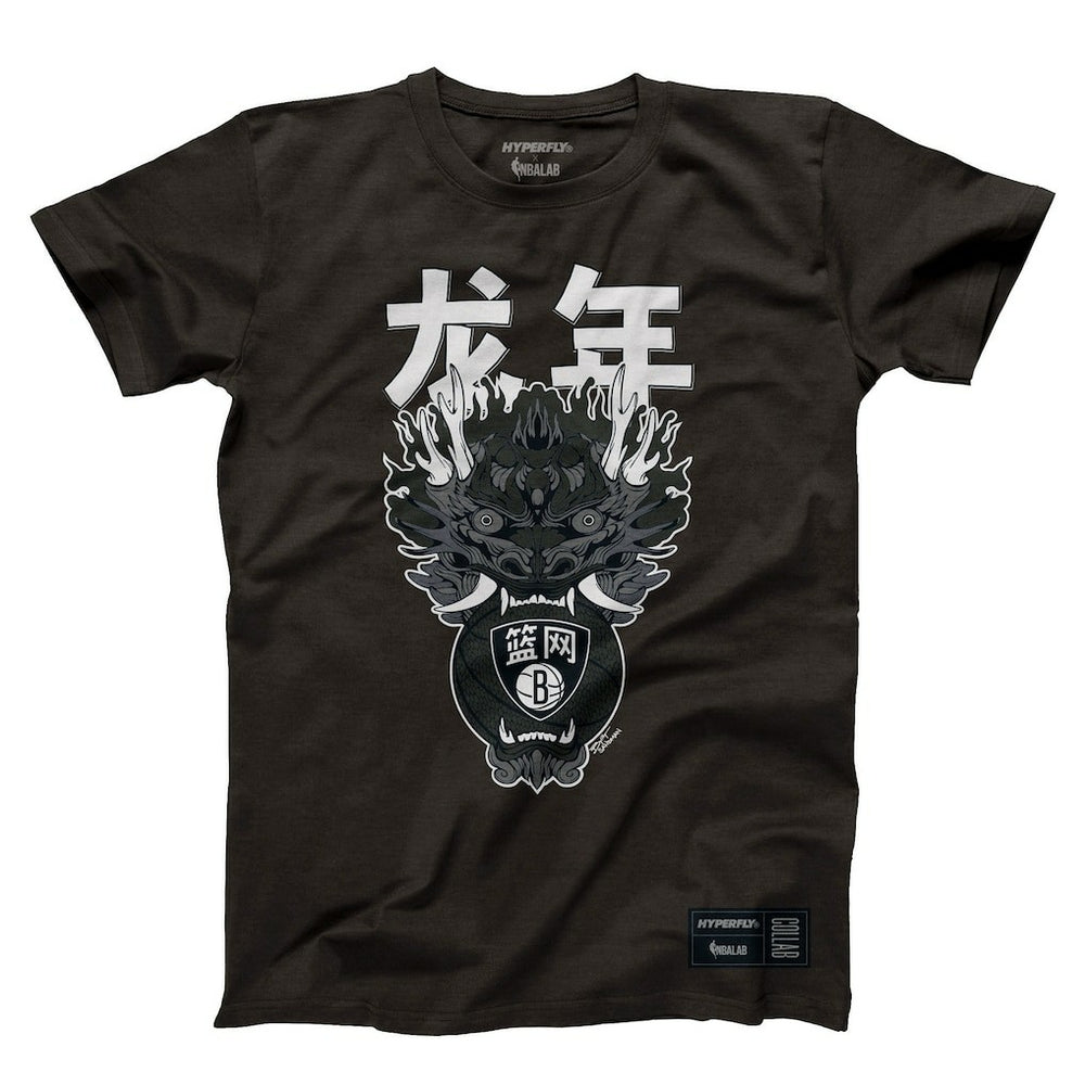 NBA - Brooklyn Nets Hyperfly Unisex Year of the Dragon Lunar New Year Collection T-Shirt - Heather Black