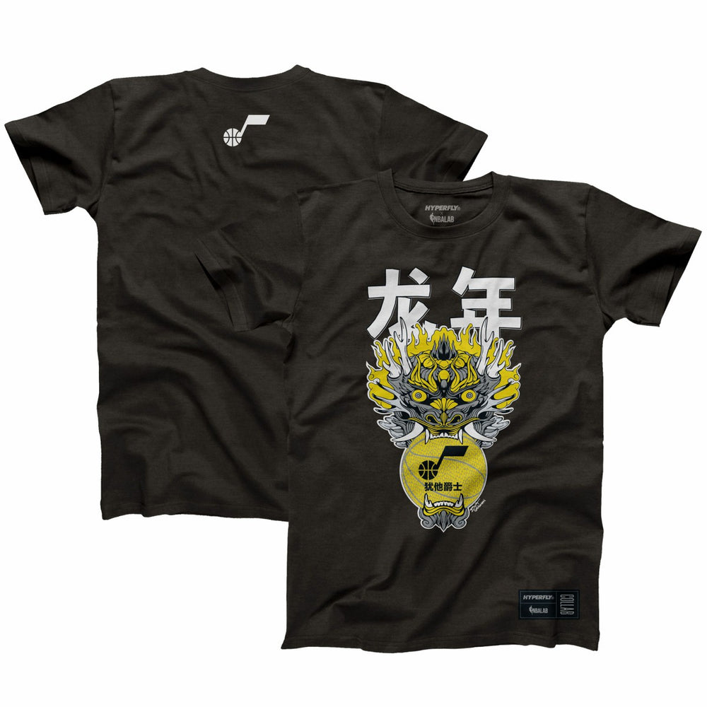 NBA - Utah Jazz Hyperfly Unisex Year of the Dragon Lunar New Year Collection T-Shirt - Heather Black