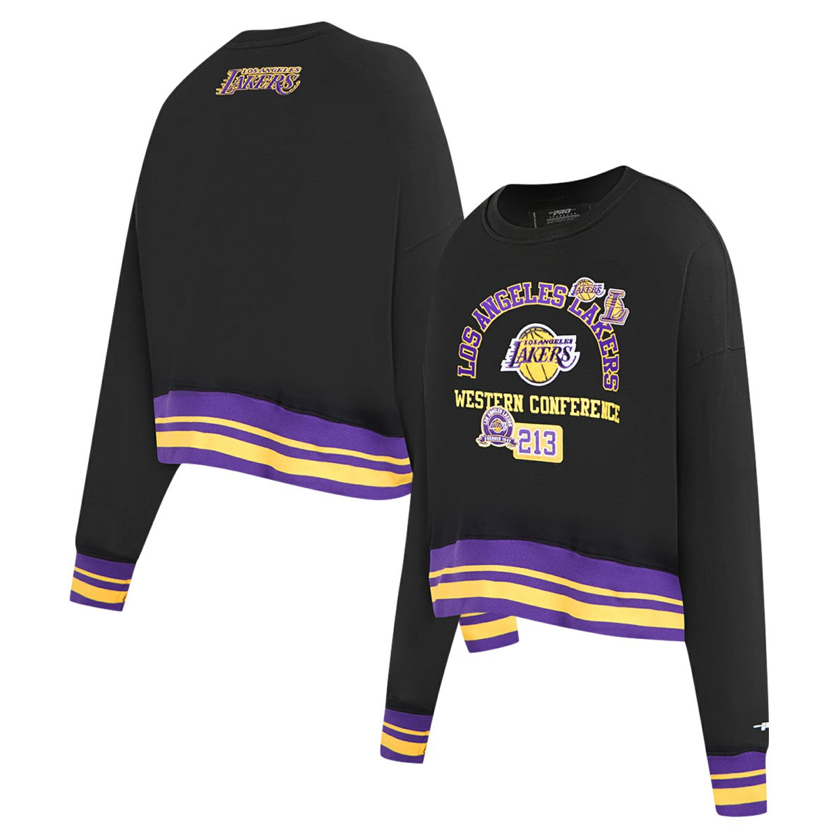 NBA - Los Angeles Lakers Pro Standard Women's Area Code Cropped Pullover Sweatshirt - Black