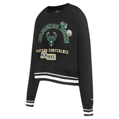 NBA - Milwaukee Bucks Pro Standard Women's Area Code Cropped Pullover Sweatshirt - Black