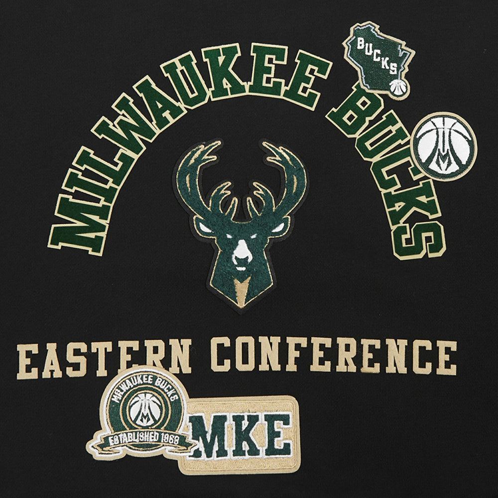 NBA - Milwaukee Bucks Pro Standard Women's Area Code Cropped Pullover Sweatshirt - Black