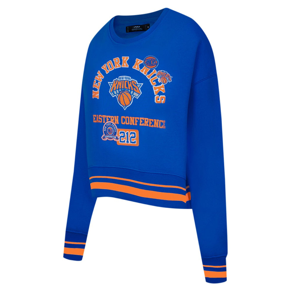 NBA - New York Knicks Pro Standard Women's Area Code Cropped Pullover Sweatshirt - Blue