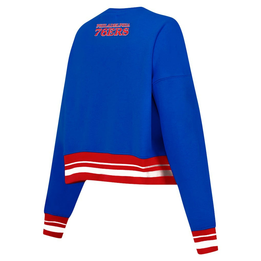 NBA - Philadelphia 76ers Pro Standard Women's Area Code Cropped Pullover Sweatshirt - Royal
