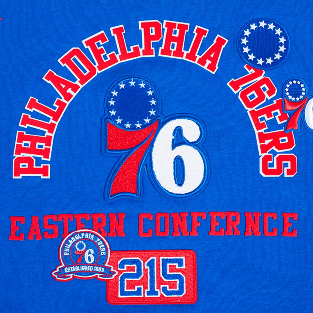 NBA - Philadelphia 76ers Pro Standard Women's Area Code Cropped Pullover Sweatshirt - Royal
