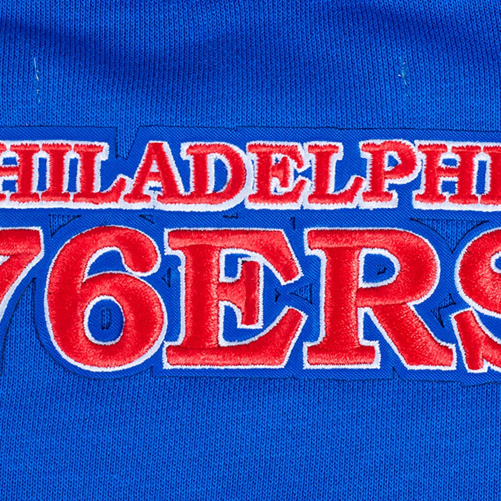 NBA - Philadelphia 76ers Pro Standard Women's Area Code Cropped Pullover Sweatshirt - Royal