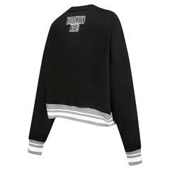 NBA - Brooklyn Nets Pro Standard Women's Area Code Cropped Pullover Sweatshirt - Black