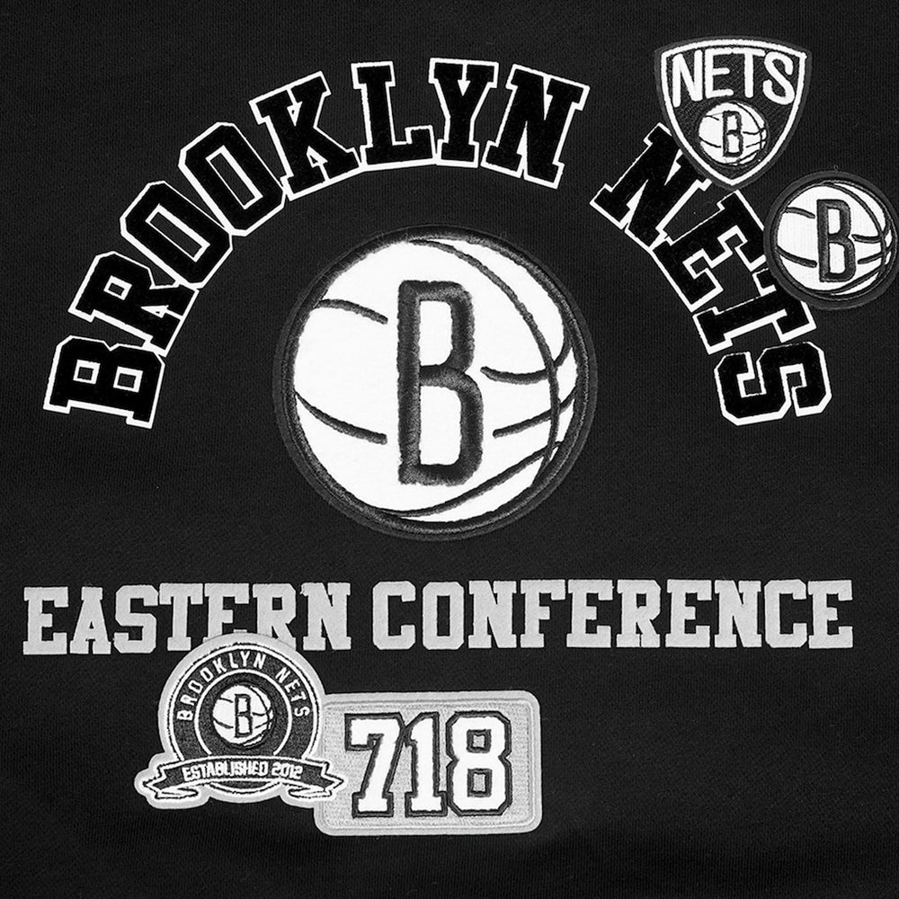 NBA - Brooklyn Nets Pro Standard Women's Area Code Cropped Pullover Sweatshirt - Black