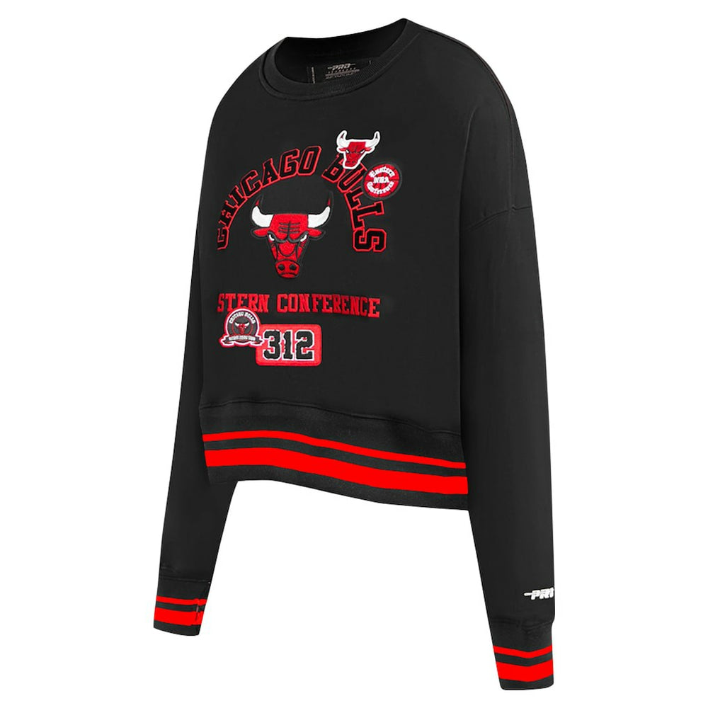 NBA - Chicago Bulls Pro Standard Women's Area Code Cropped Pullover Sweatshirt - Black
