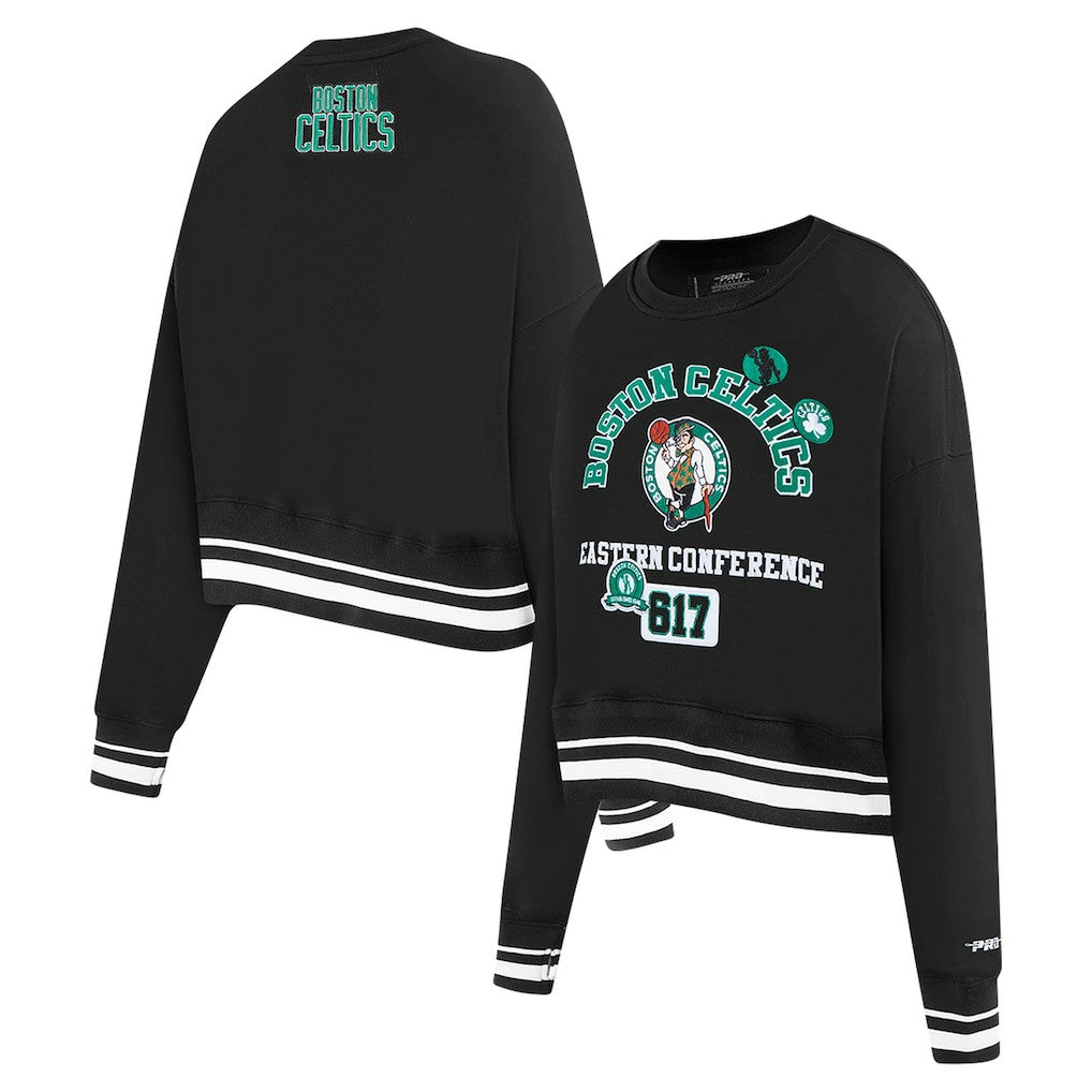 NBA - Boston Celtics Pro Standard Women's Area Code Cropped Pullover Sweatshirt - Black