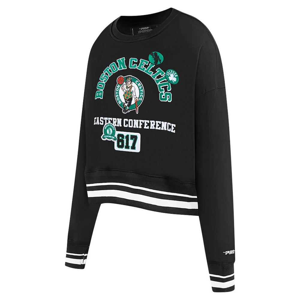 NBA - Boston Celtics Pro Standard Women's Area Code Cropped Pullover Sweatshirt - Black