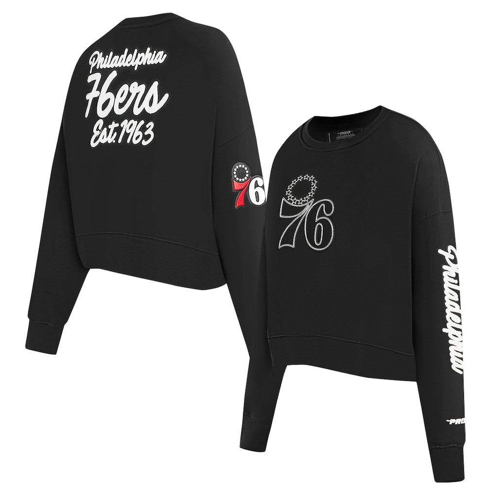 NBA - Philadelphia 76ers Pro Standard Women's Paint The City Cropped Pullover Sweatshirt - Black