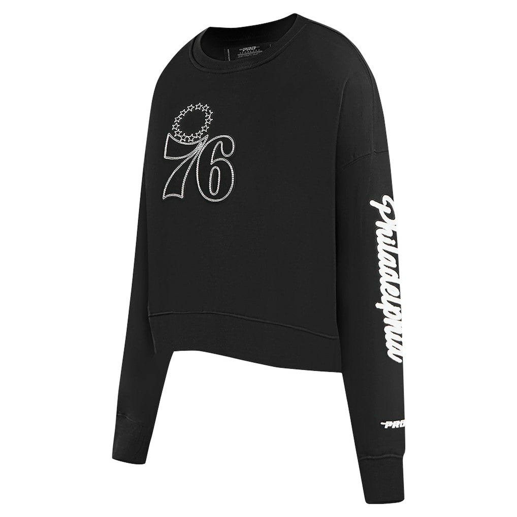 NBA - Philadelphia 76ers Pro Standard Women's Paint The City Cropped Pullover Sweatshirt - Black
