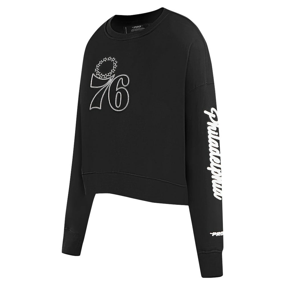 NBA - Philadelphia 76ers Pro Standard Women's Paint The City Cropped Pullover Sweatshirt - Black