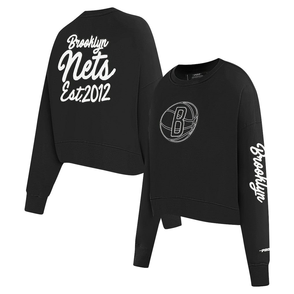NBA - Brooklyn Nets Pro Standard Women's Paint The City Cropped Pullover Sweatshirt - Black