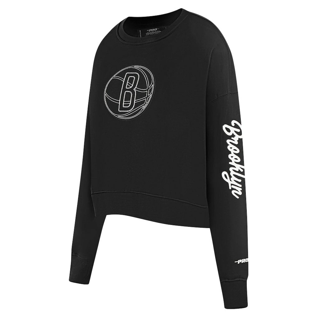 NBA - Brooklyn Nets Pro Standard Women's Paint The City Cropped Pullover Sweatshirt - Black