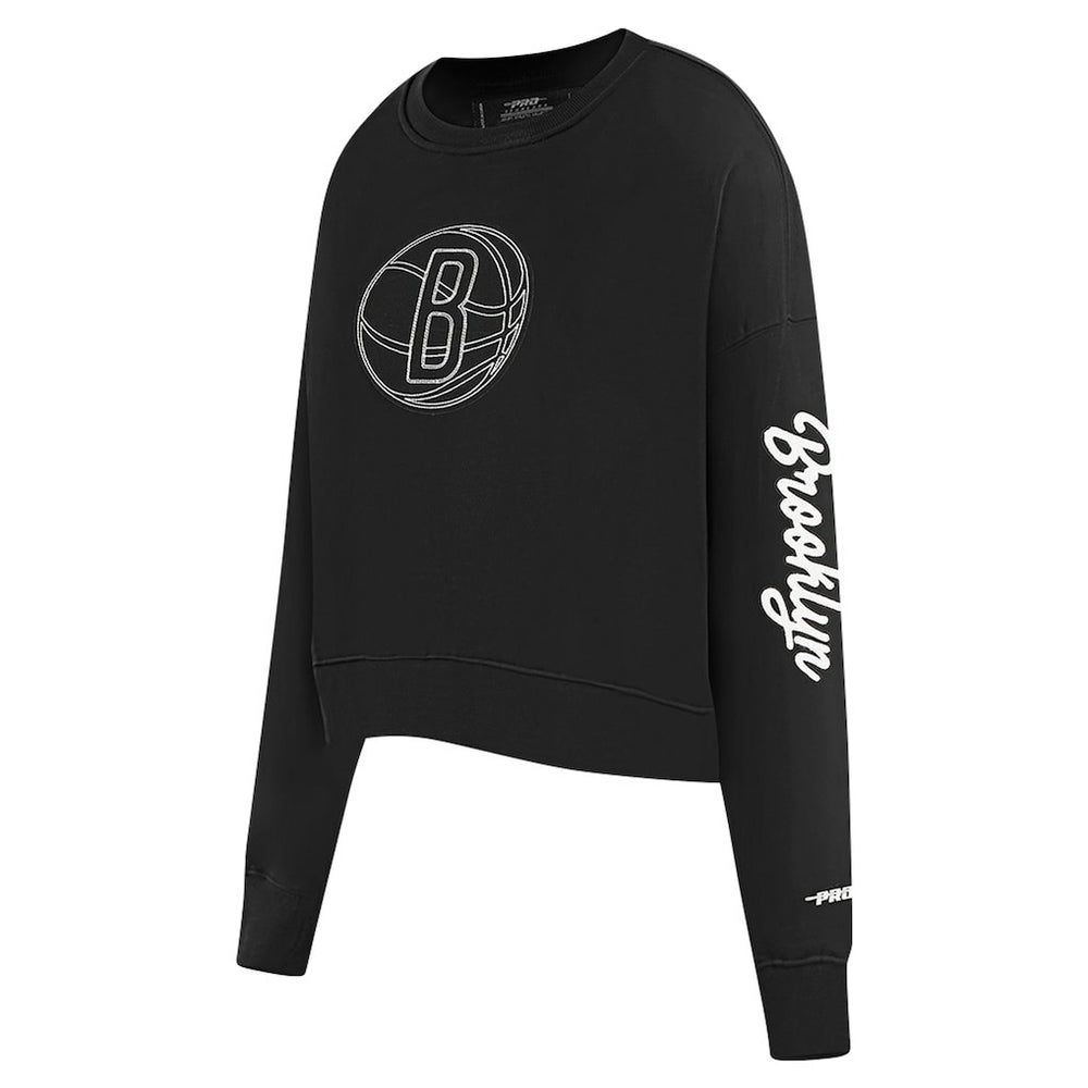 NBA - Brooklyn Nets Pro Standard Women's Paint The City Cropped Pullover Sweatshirt - Black