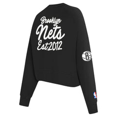 NBA - Brooklyn Nets Pro Standard Women's Paint The City Cropped Pullover Sweatshirt - Black
