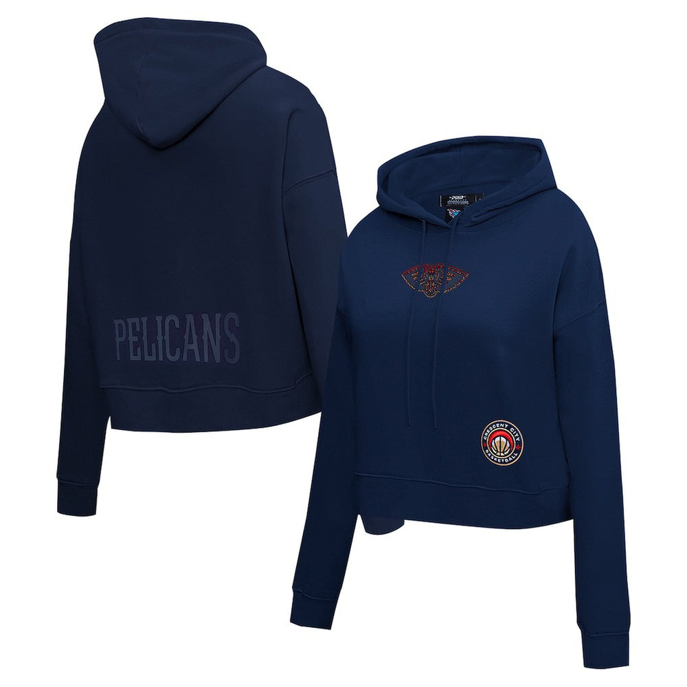 NBA - New Orleans Pelicans Pro Standard Women's Jewels Cropped Pullover Hoodie - Navy