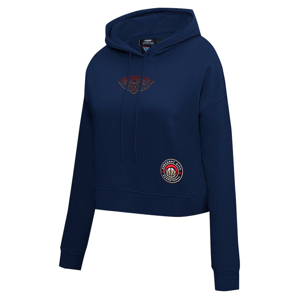 NBA - New Orleans Pelicans Pro Standard Women's Jewels Cropped Pullover Hoodie - Navy