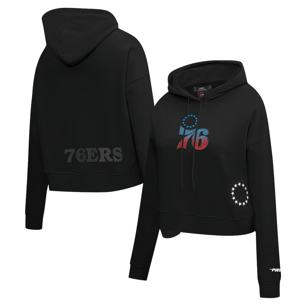 NBA - Philadelphia 76ers Pro Standard Women's Jewels Cropped Pullover Hoodie - Black