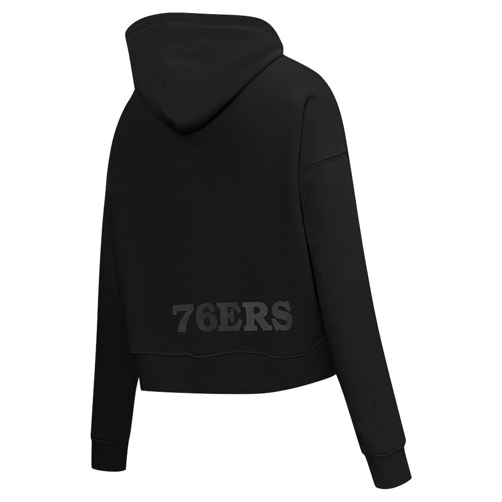 NBA - Philadelphia 76ers Pro Standard Women's Jewels Cropped Pullover Hoodie - Black