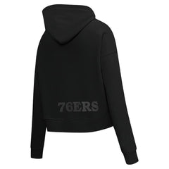 NBA - Philadelphia 76ers Pro Standard Women's Jewels Cropped Pullover Hoodie - Black