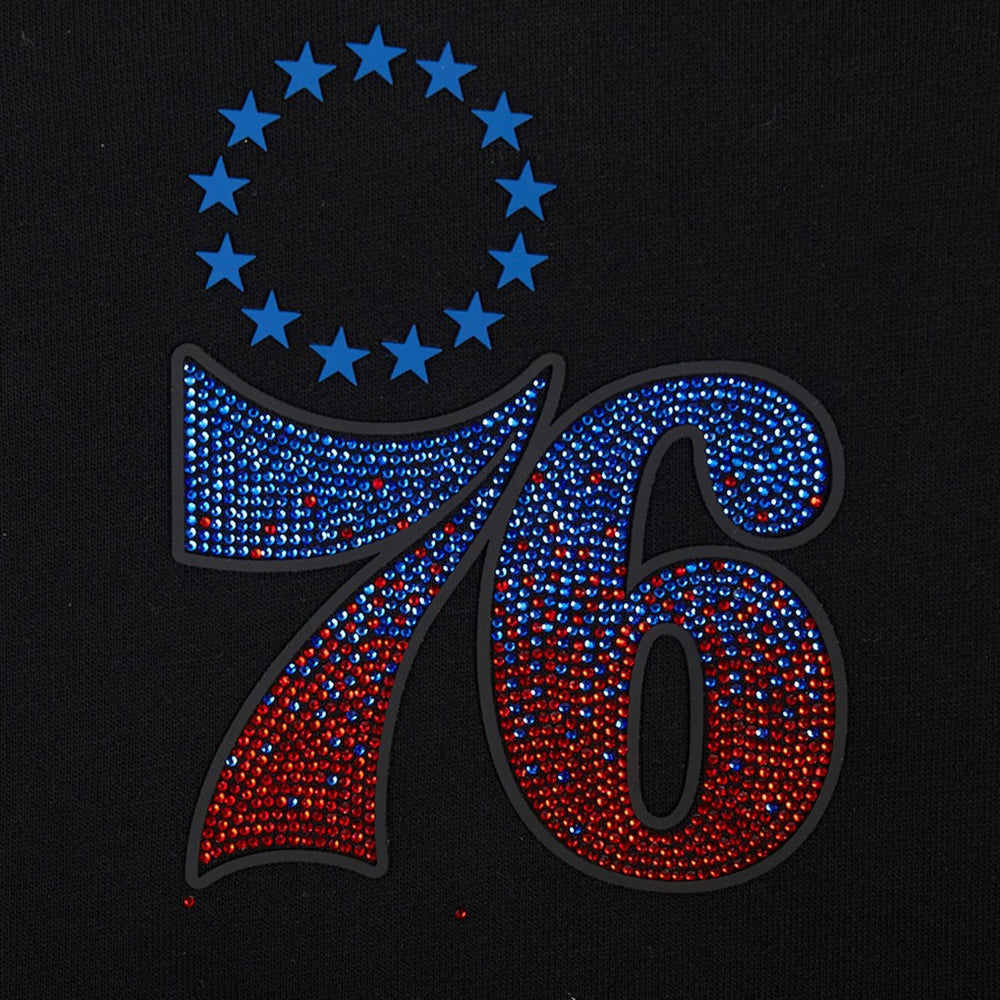 NBA - Philadelphia 76ers Pro Standard Women's Jewels Cropped Pullover Hoodie - Black