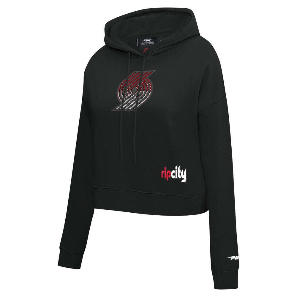 NBA - Portland Trail Blazers Pro Standard Women's Jewels Cropped Pullover Hoodie - Black