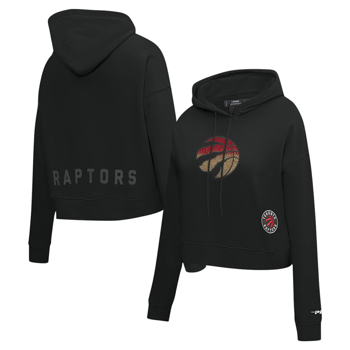NBA - Toronto Raptors Pro Standard Women's Jewels Cropped Pullover Hoodie - Black