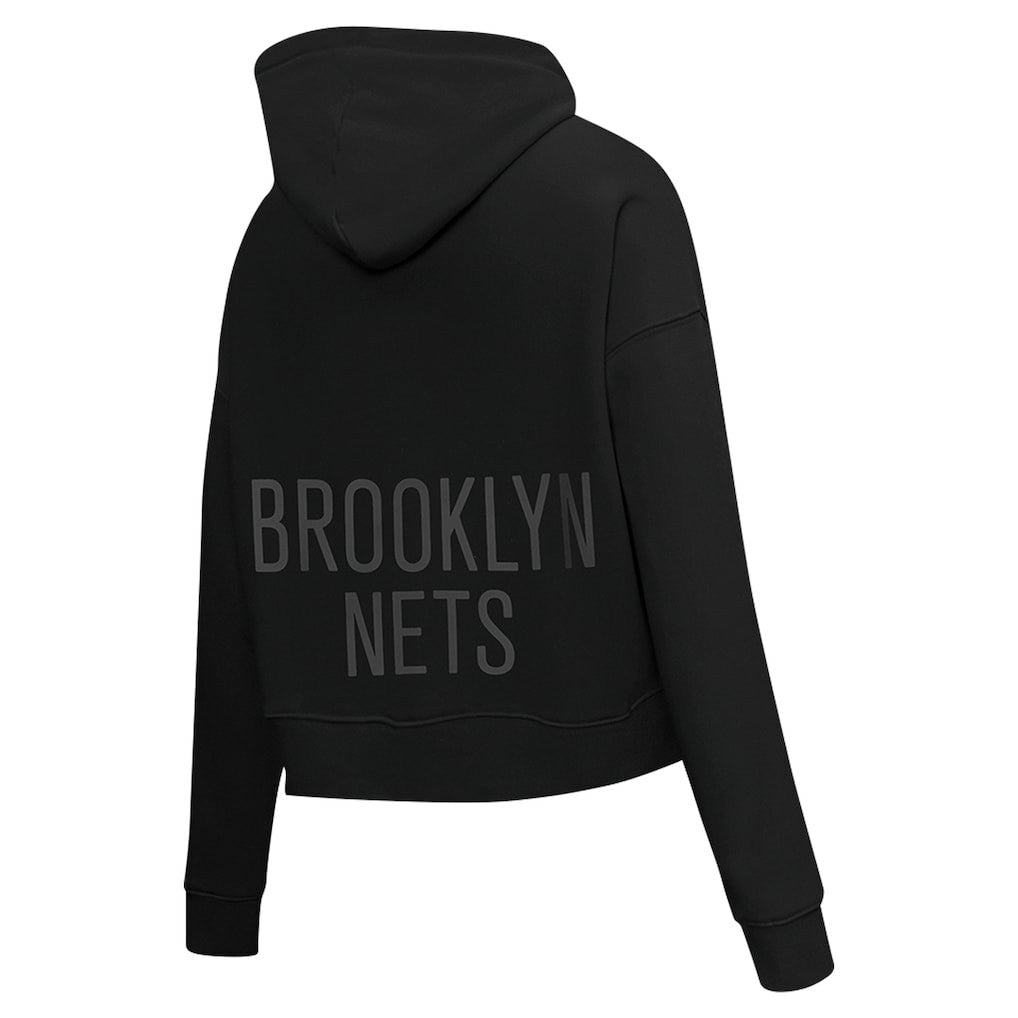 NBA - Brooklyn Nets Pro Standard Women's Jewels Cropped Pullover Hoodie - Black