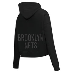 NBA - Brooklyn Nets Pro Standard Women's Jewels Cropped Pullover Hoodie - Black