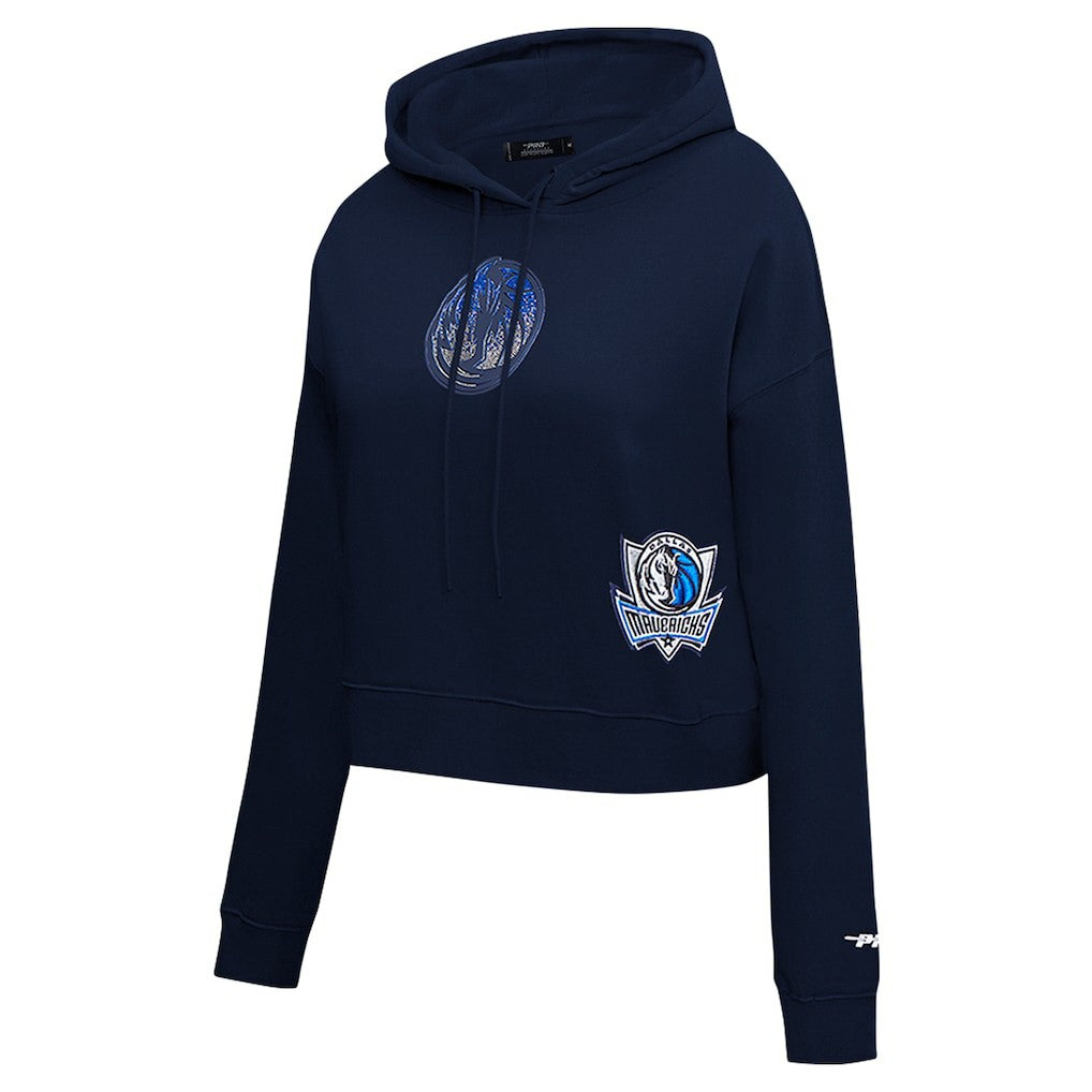 NBA - Dallas Mavericks Pro Standard Women's Jewels Cropped Pullover Hoodie - Navy