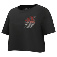 NBA - Portland Trail Blazers Pro Standard Women's Jewels Boxy Cropped T-Shirt - Black